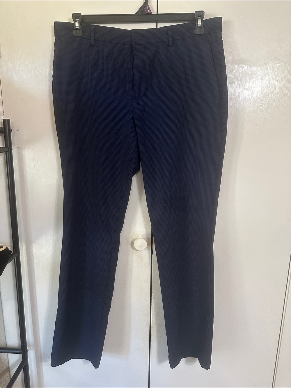 Perry Ellis Men's Navy Dress Pants - Slim Flat Front